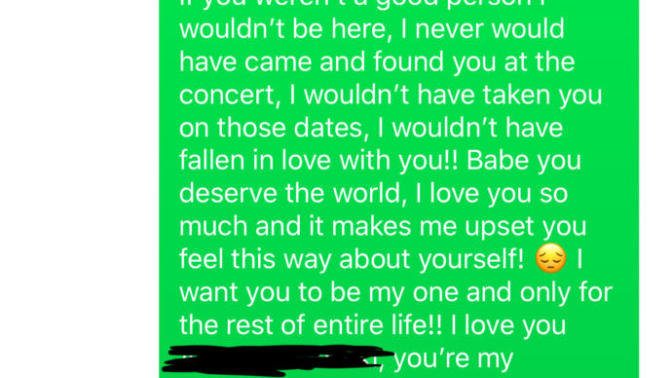 My girlfriend feels like she doesn’t deserve me, but it upsets me because I love her so much (pic in details) I just need opinions on the matter?