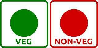 How do you distinguish a product is vegetarian or non vegetarian in your place??