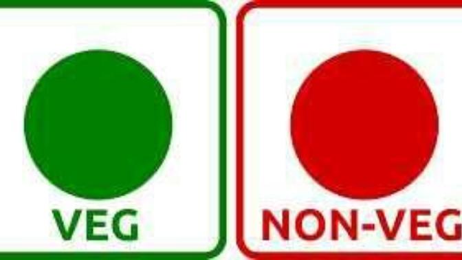 How do you distinguish a product is vegetarian or non vegetarian in your place?