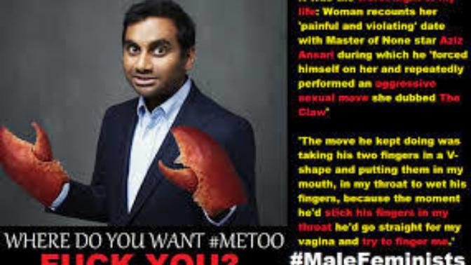 Why is Aziz Ansari given a rape pass by liberals while James Franco is hounded for coming on too strong? Is it because he is non-white?