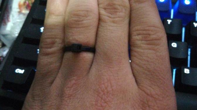 Wedding band half broken and I found a temporary replacement that might just do the trick. It is very ghetto but it just needs to make the statement?
