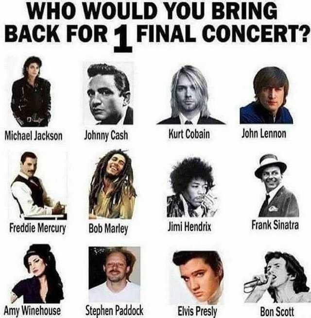 Who would you bring back for one final concert??