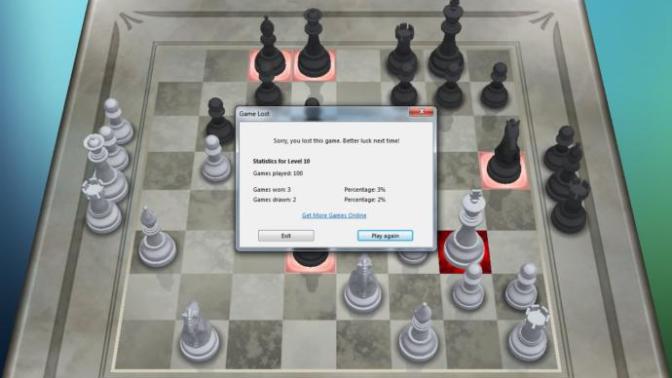 Does my Level 10 record of 3-95-2 after my 100th all-time game stink big time on Chess Titans, a Windows 7 game?