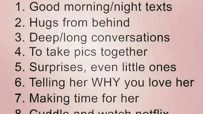 Just in general when you are seeing a girl or in relationship? Does the 10 things suffice?