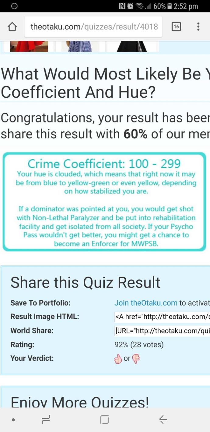 What's your crime coefficient and hue colour??
