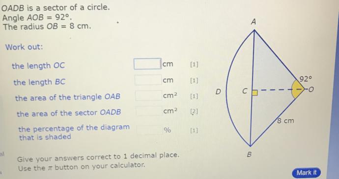 (More) arcs and sectors homework help?