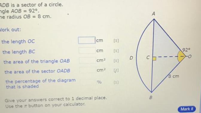 (More) arcs and sectors homework help?