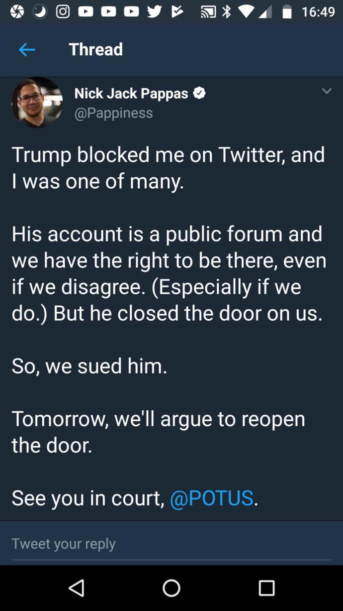 Should you sue if someone blocks you on twitter?