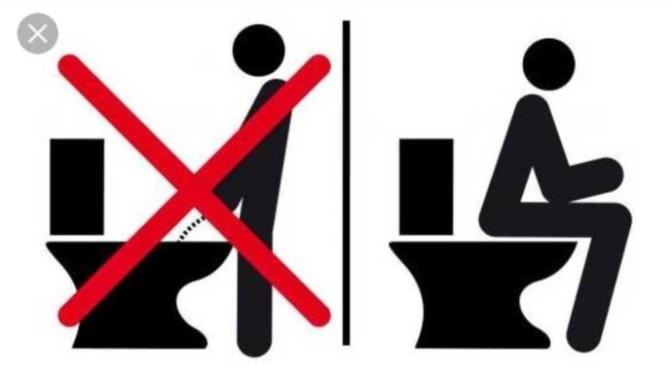 Males sitting to pee?