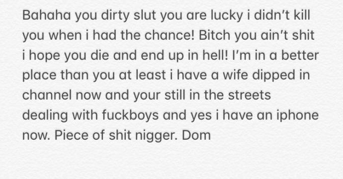 my abusive ex husband sent me this through his wife’s phone... i feel like i wanna cut myself help?