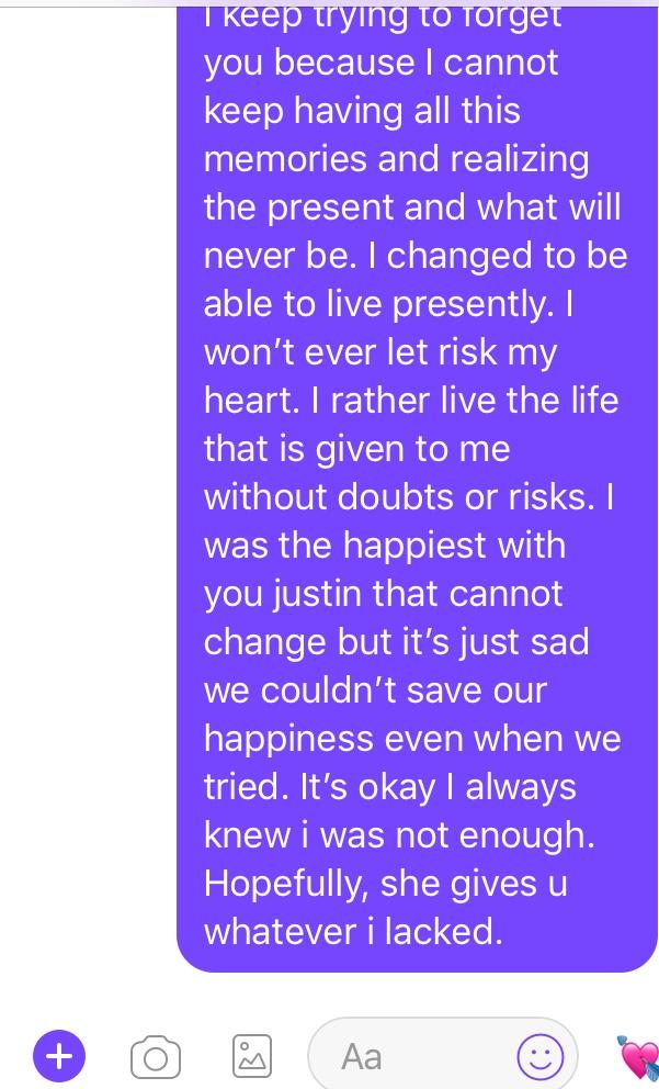 What do you guys thing of this message I send my ex after he accused me of being the one that ruin our relationship?