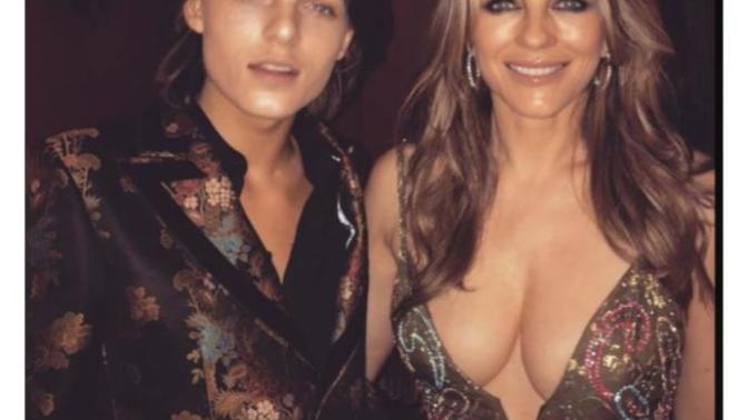 Is this dress worn by Elizabeth Hurley inappropriate for her age and the occasion?