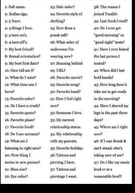 Can you tell me about yourself choosing 1 to 3 of the numbers to tell me ??