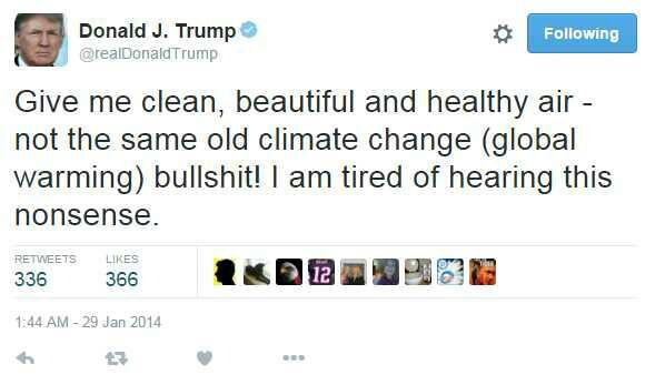 Your opinion about Trump denying climate change?