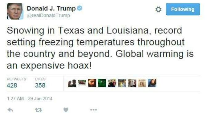 Your opinion about Trump denying climate change?