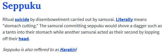 What do you think of Seppuku?