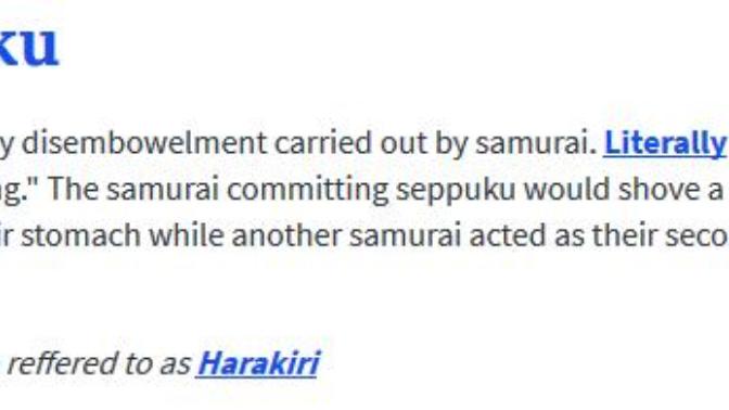 What do you think of Seppuku?