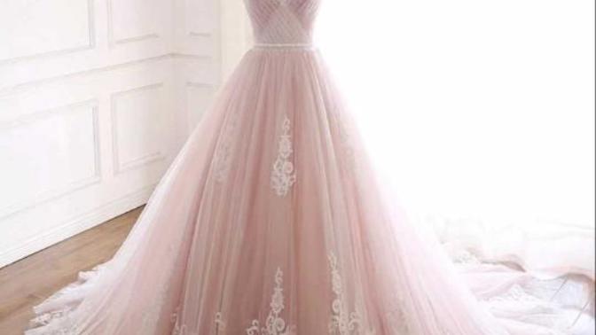 Out of the three blush colored wedding dresses, which looks prettiest to you?