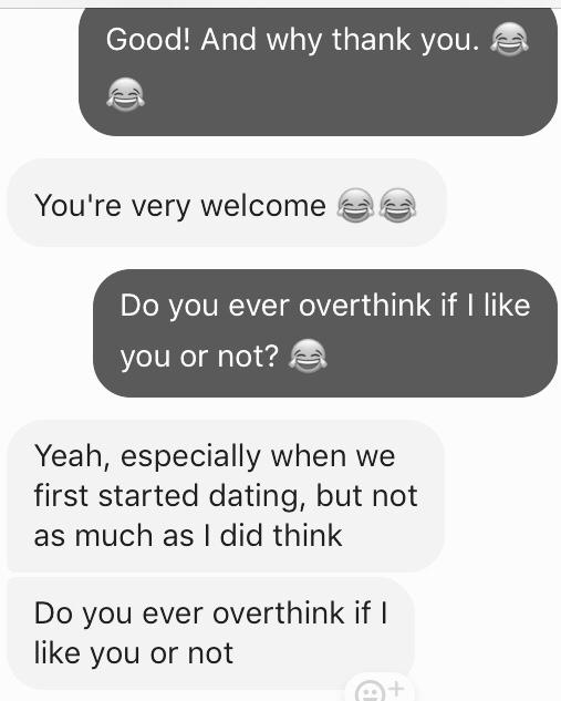 Did he mean that he still believes I do not like him? (he doubts it still)?