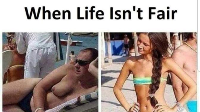 Why is it acceptable for men with moobs to show off their moobs in public and not women?
