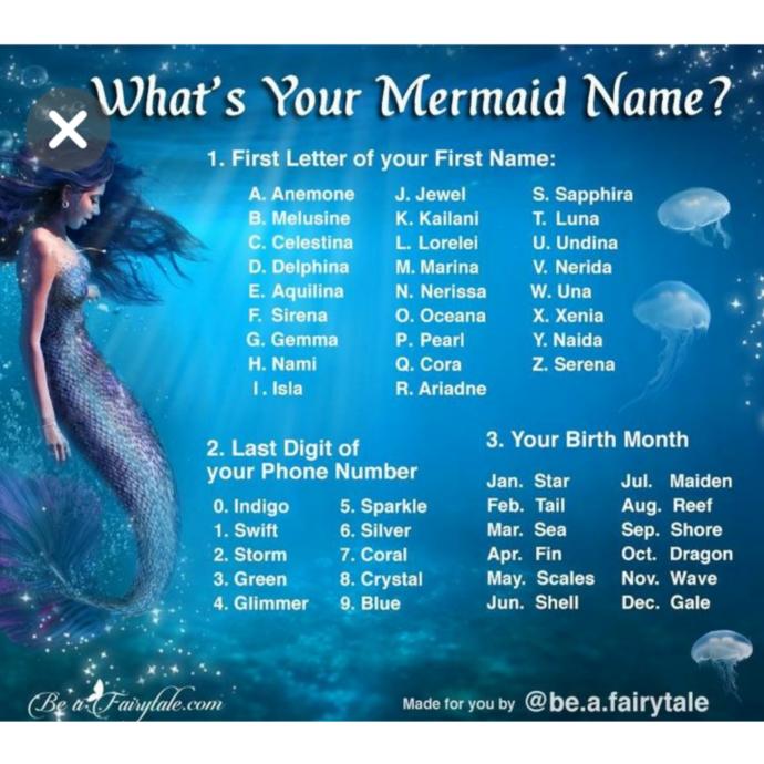 What is your mermaid/merman name? I'm Luna Crystal Reef?