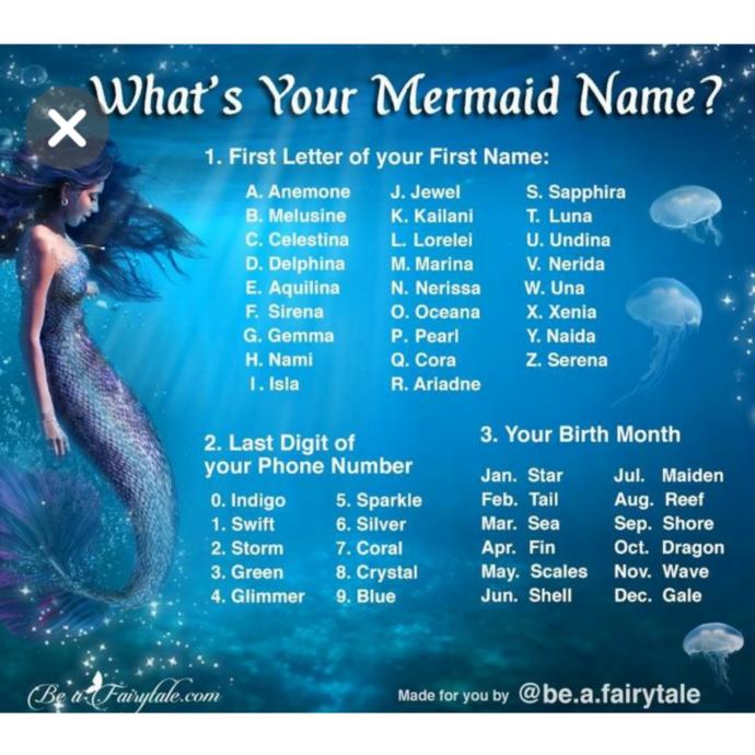 What is your mermaid/merman name? I'm Luna Crystal Reef?