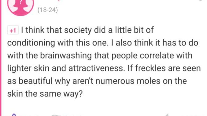 Are freckles considered attractive because mostly white people have them?