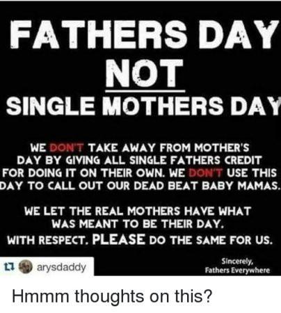 What are your thoughts on this ranting meme about single mothers celebrating father's day?