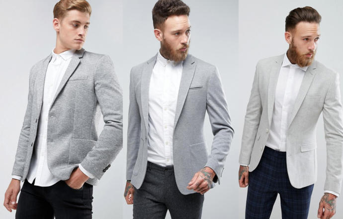 Consider the texture, cut and fit of the blazers.