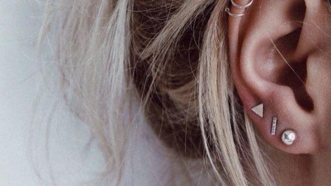 Where on the ear do the two ring piercings look best?