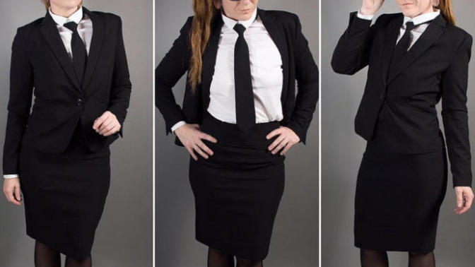 Do women look good in black suit and tie?