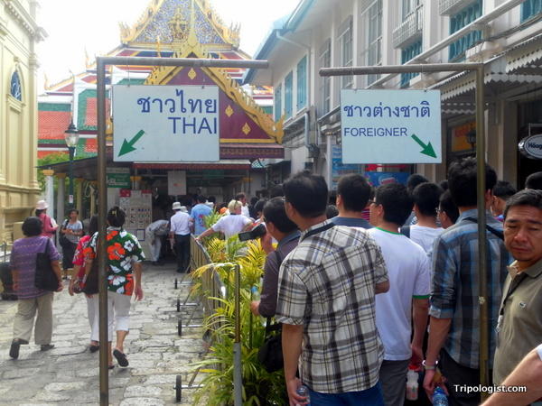 Free entry for Thais, but foreigners pay 500 baht at Bangkok's Grand Palace
