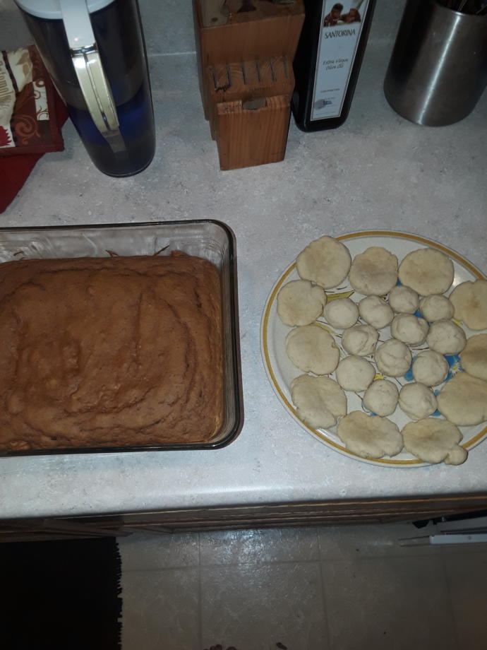 Pumpkin spice cake on left