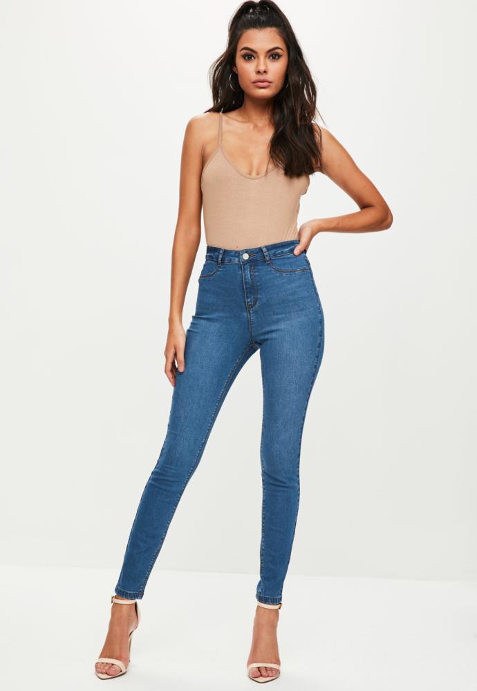 High-waisted jeans