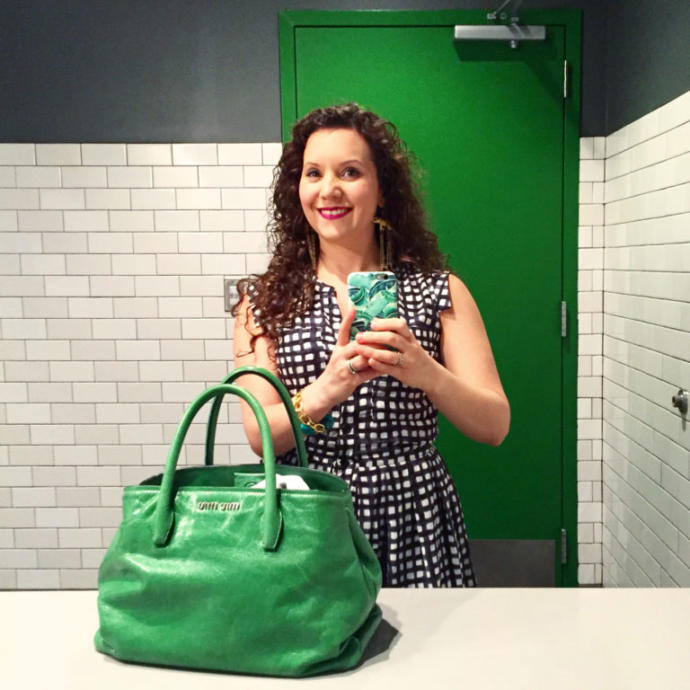 All dress up for a party and still you take a selfie inside the bathroom!!! and you forgot to get rid of the purse!!!