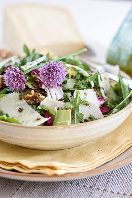 salad that gose with lobster ravioli.