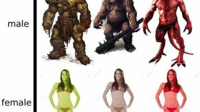Why are males pictured as ugly trolls?