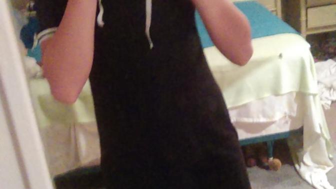 Is this hoodie dress too long? (I am sorry for the bad photo, my camera only works well with sunlight and it's night time here.)?