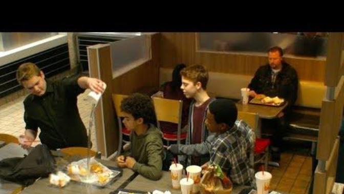 Would you fight for your burger or help someone that is getting bullied?