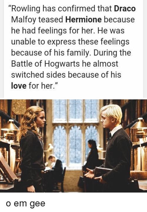 Is it true that J. K. Rowling has confirmed that Draco had a thing for Hermione?