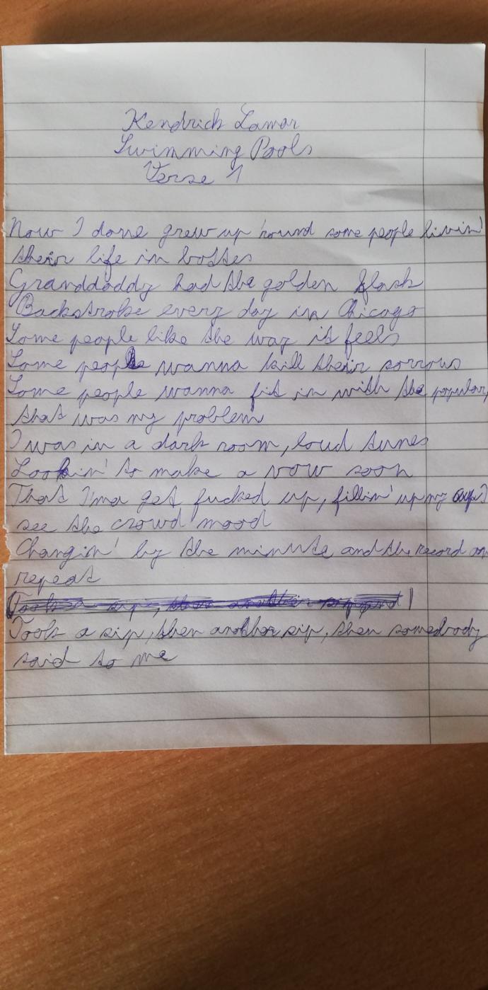 My handwriting. Ignore the messed up line.