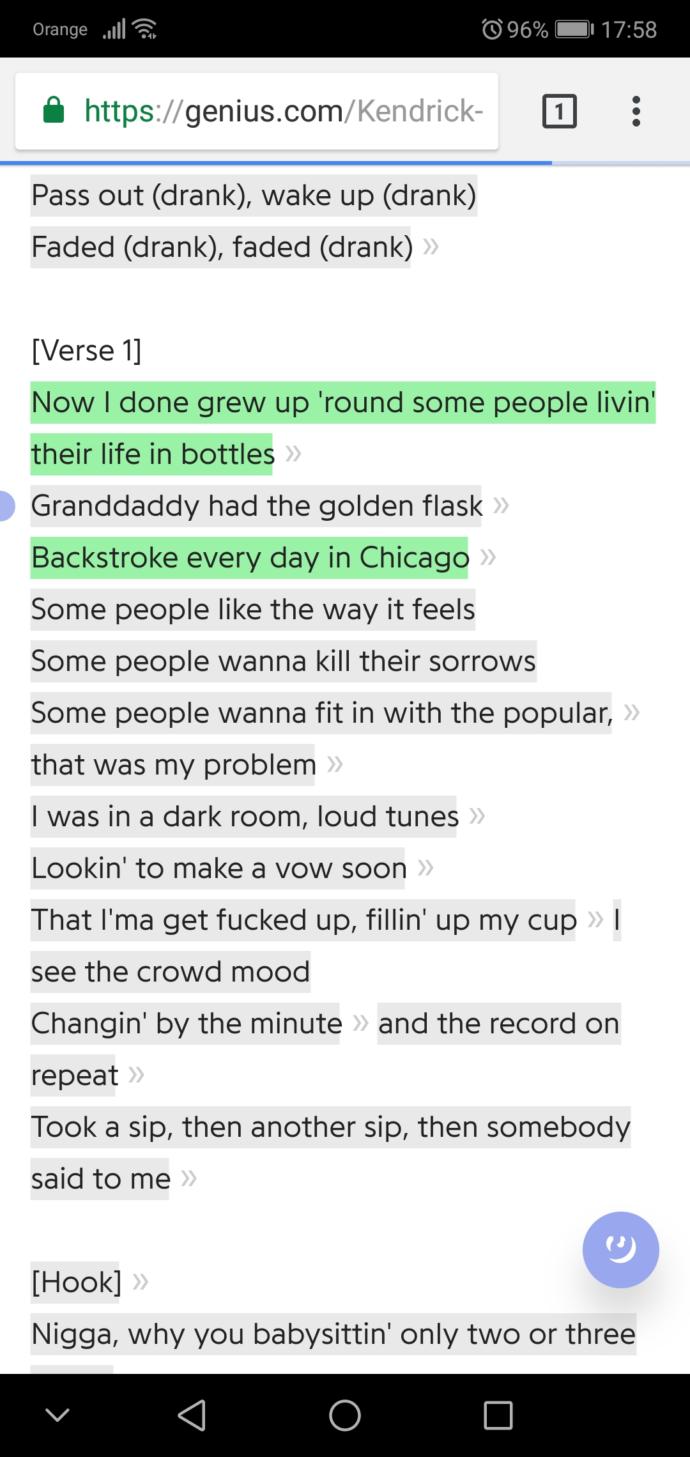 Original lyrics. Screenshot from Genius. com