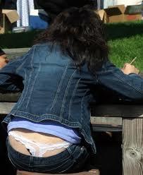 Girls, does bending down knowing under is showing bother you?