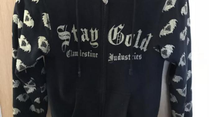 Do you like this black hoodie with gold glitter details?