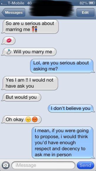 Girls, how would you feel or react if your man proposed to you through a text message?