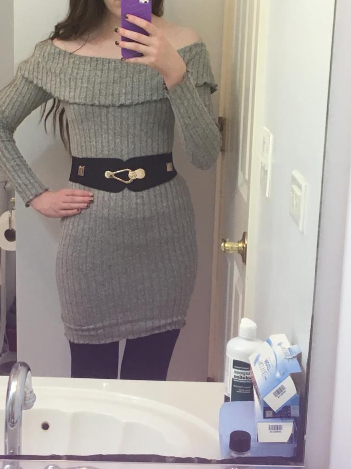 Does my new belt look good with this sweater dress?