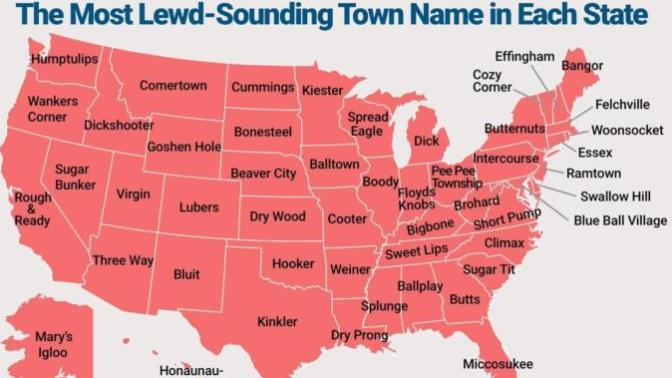 Which of these US towns do you think has the most lewd-sounding name?
