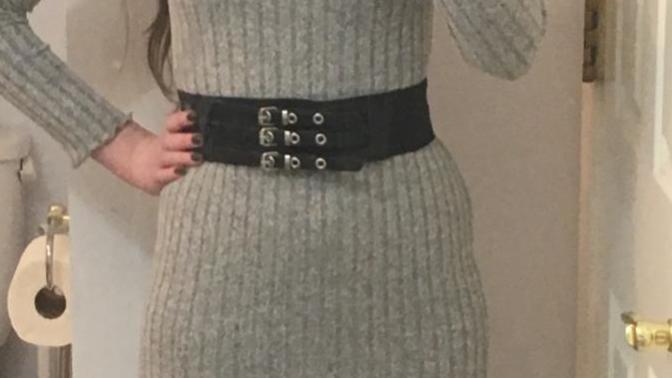 Help me fashion. Does this belt look good with my sweater dress, part 2?