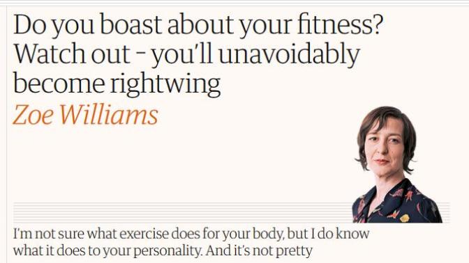 Do you boast about your fitness? Watch out, you are right wing now! Thoughts?