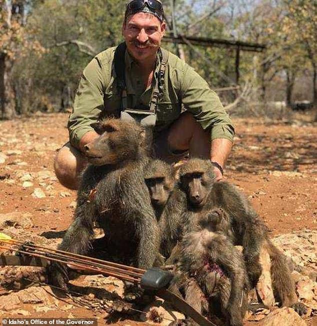 'So I shot a whole family of baboons,' Fischer wrote below the photo in the emails he sent.